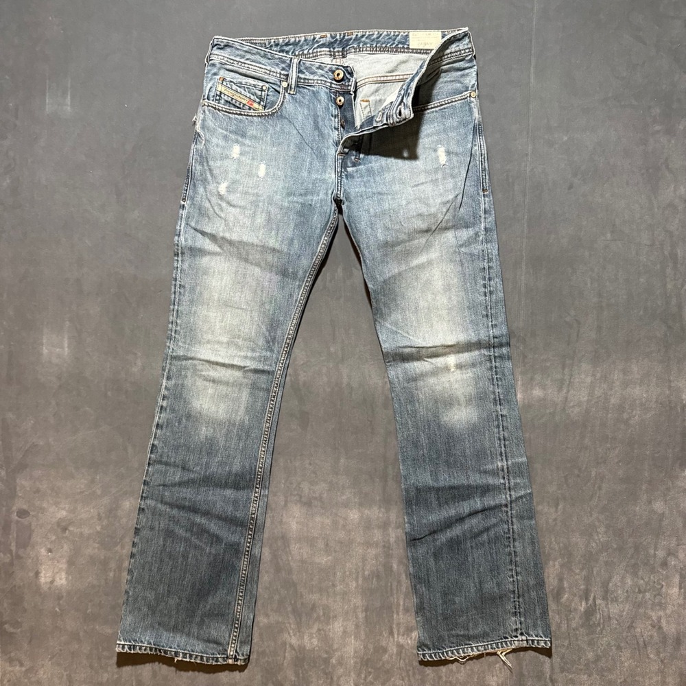 Diesel Zatiny Jeans Men 32 Blue Regular Bootcut Distressed Denim 0844U 32x32